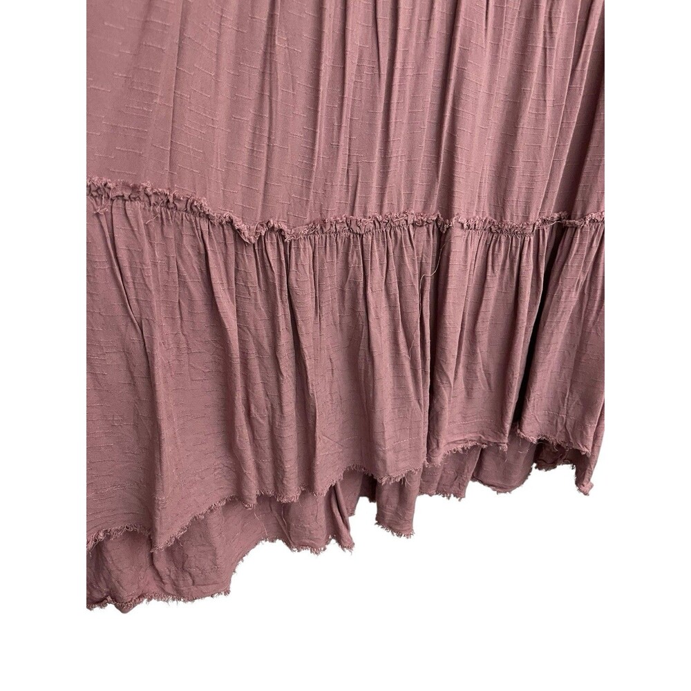 CATO XL Mauve Pink Tiered Boho Peasant Blouse Babydoll High Low Hem Top - Picture 7 of 14